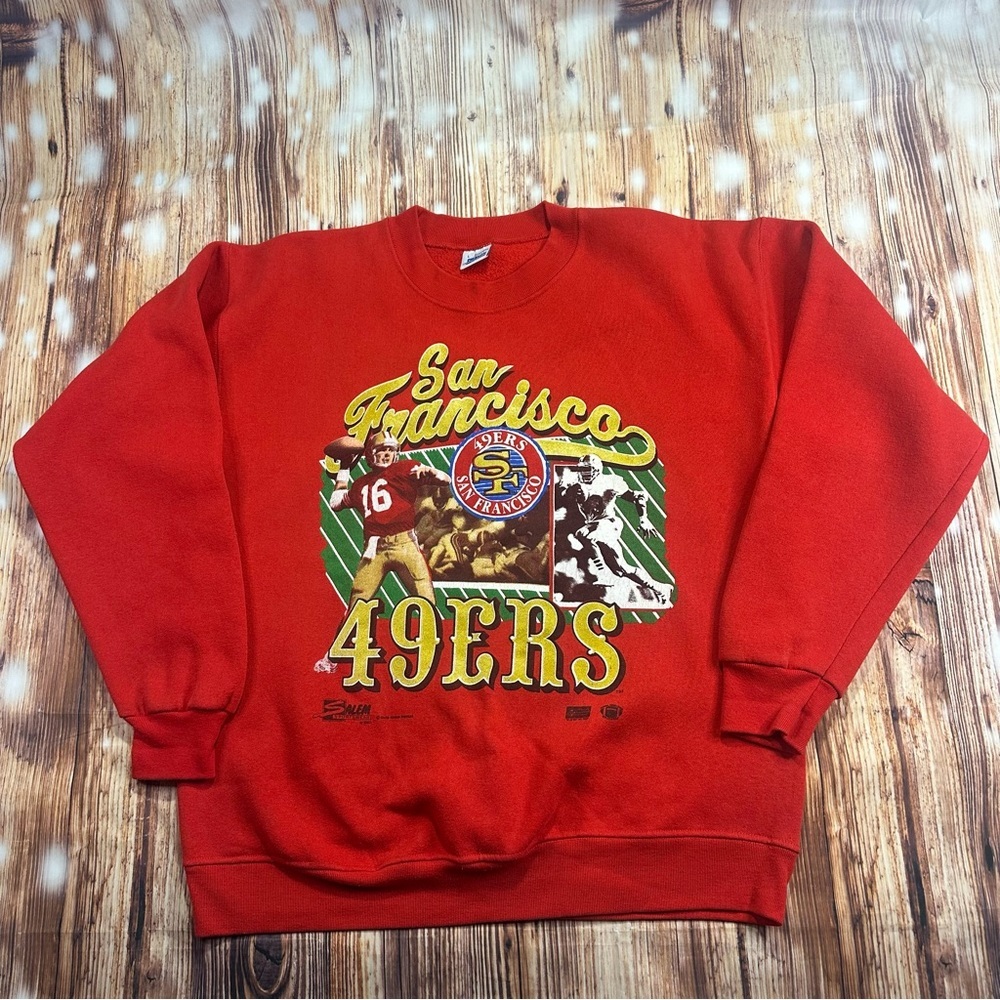 Vintage 90s San Francisco 49ers Salem NFL Montana Graphic Sweatshirt Size L - Picture 14 of 16